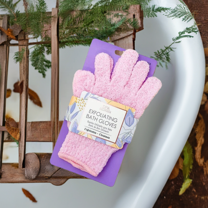 Pink Exfoliating Bath Gloves